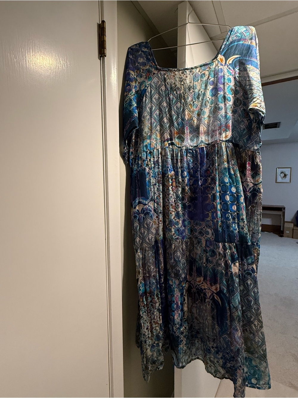 Johnny Was Boho Blue Multi-Pattern Women's Dress